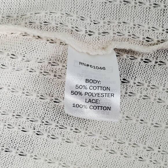 Vanity Cream Sleeveless Open Front Lace Fringe Vest Size L Boho Festival Cardiga - Picture 6 of 8